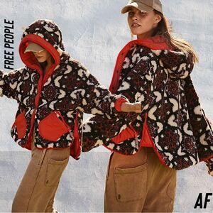 FREE PEOPLE ELEVATION REVERSIBLE JACQUARD FLEECE SNOWCAP COMBO NWT XS